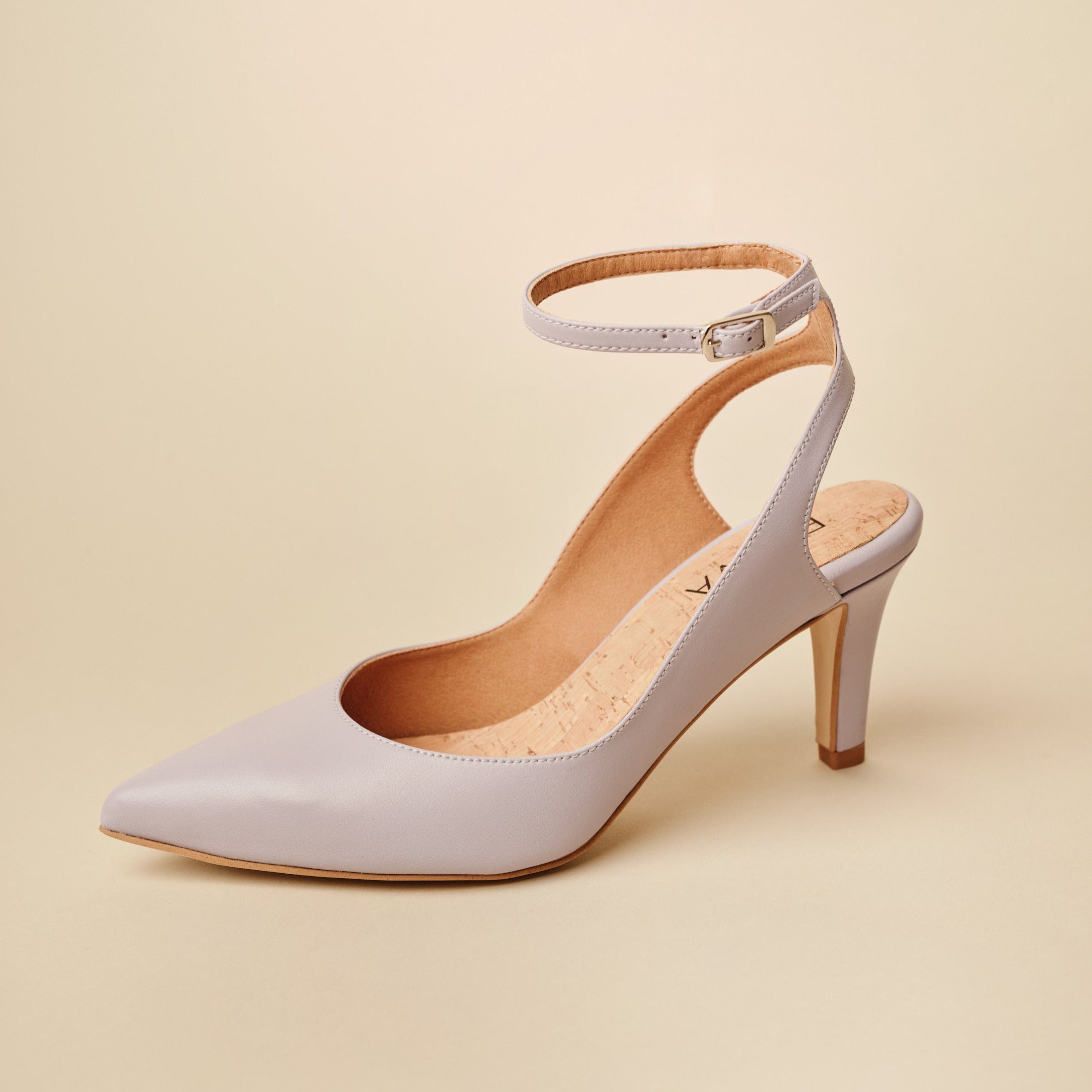 BHAVA VEGAN ESPERANZA PUMP HEEL WITH ANKLE STRAP LILAC