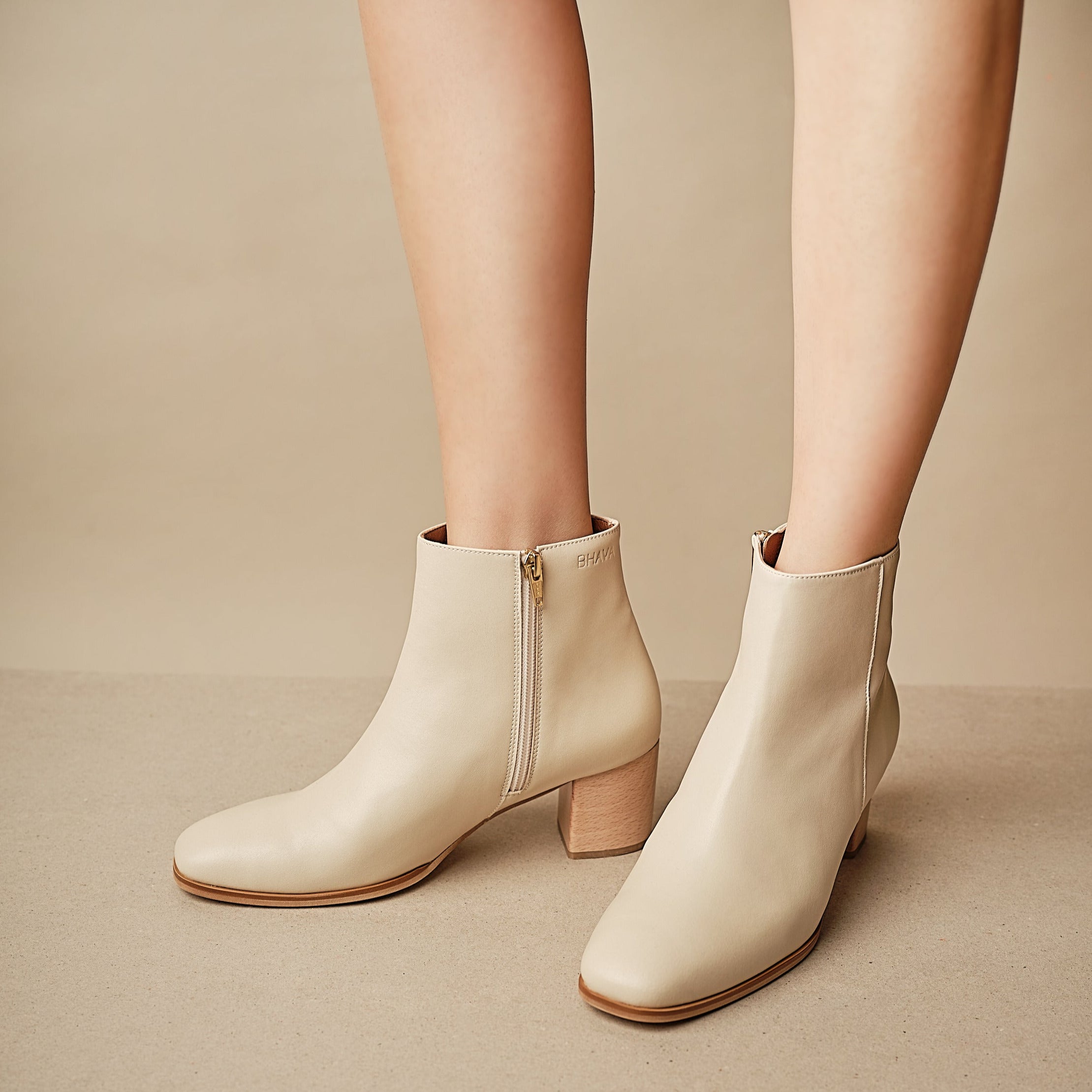 BHAVA BEST VEGAN ANKLE BOOTIE JACKIE IVORY