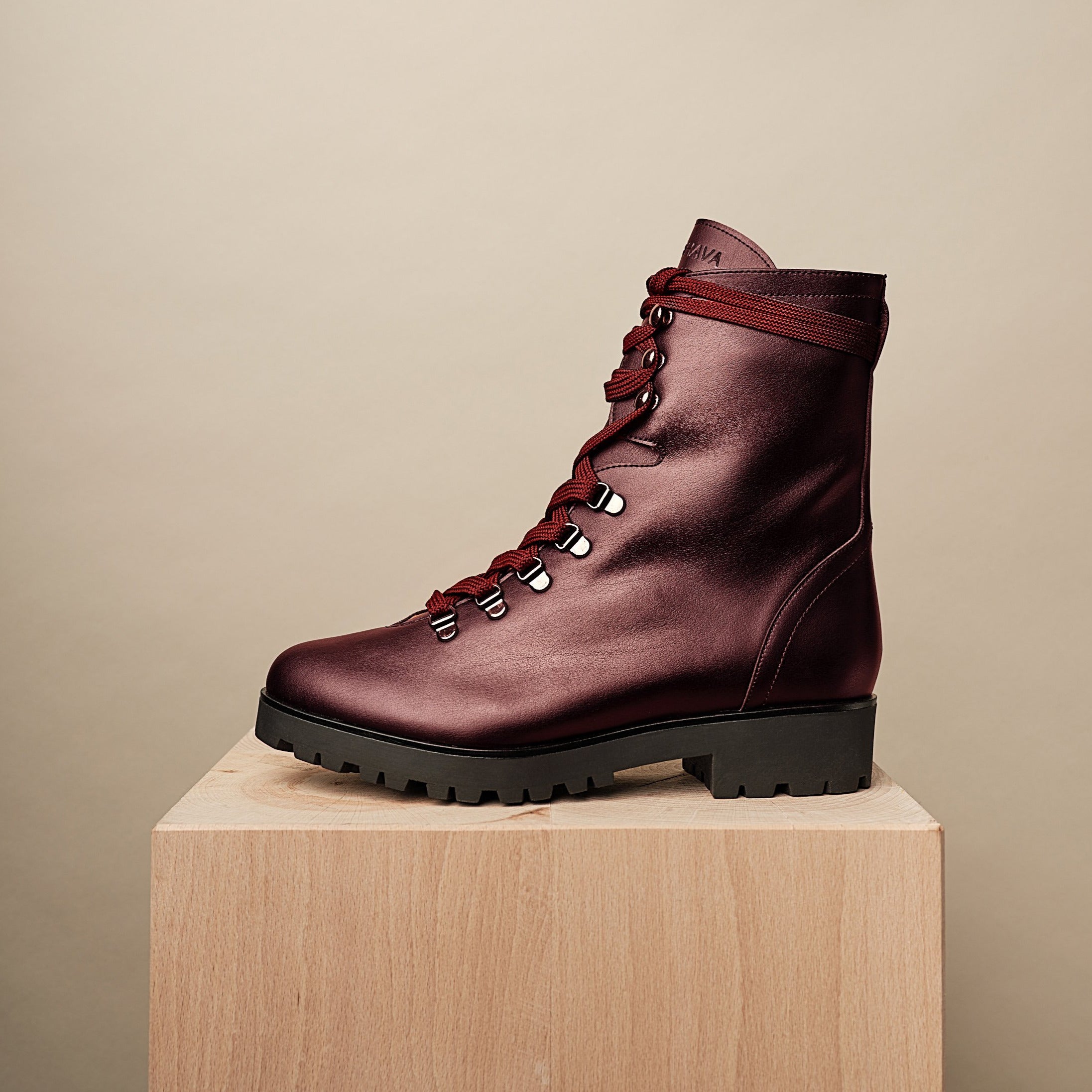 BHAVA Rally best vegan comfort Fall hiking combat boot burgundy