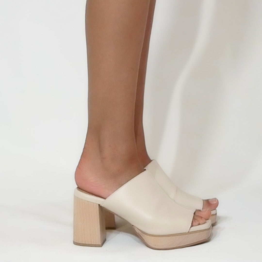 BHAVA MINA VEGAN PLATFORM ARTISAN COMFORT MULE IVORY VIDEO