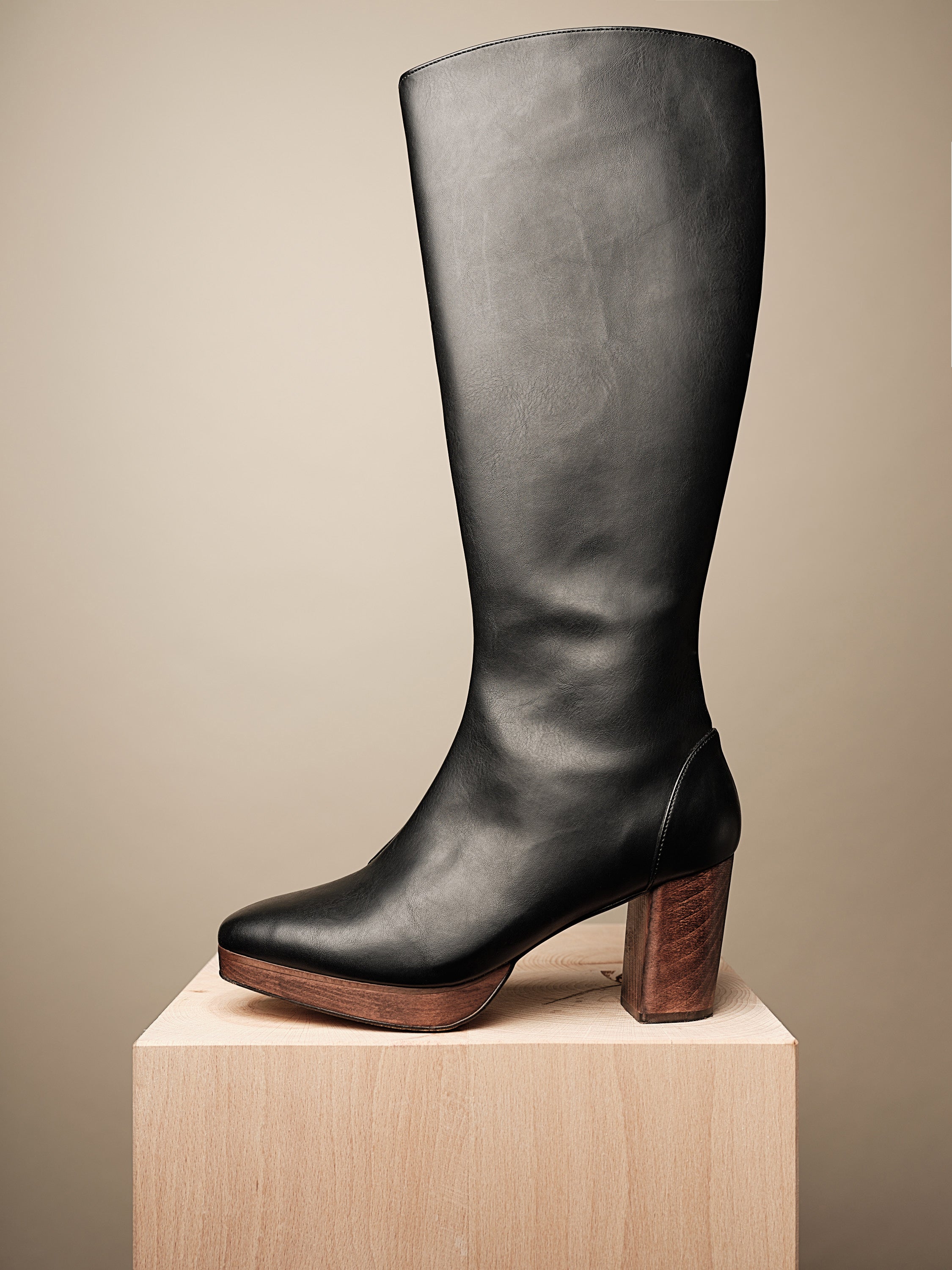 Ziggy Wood Platform Knee High Boot