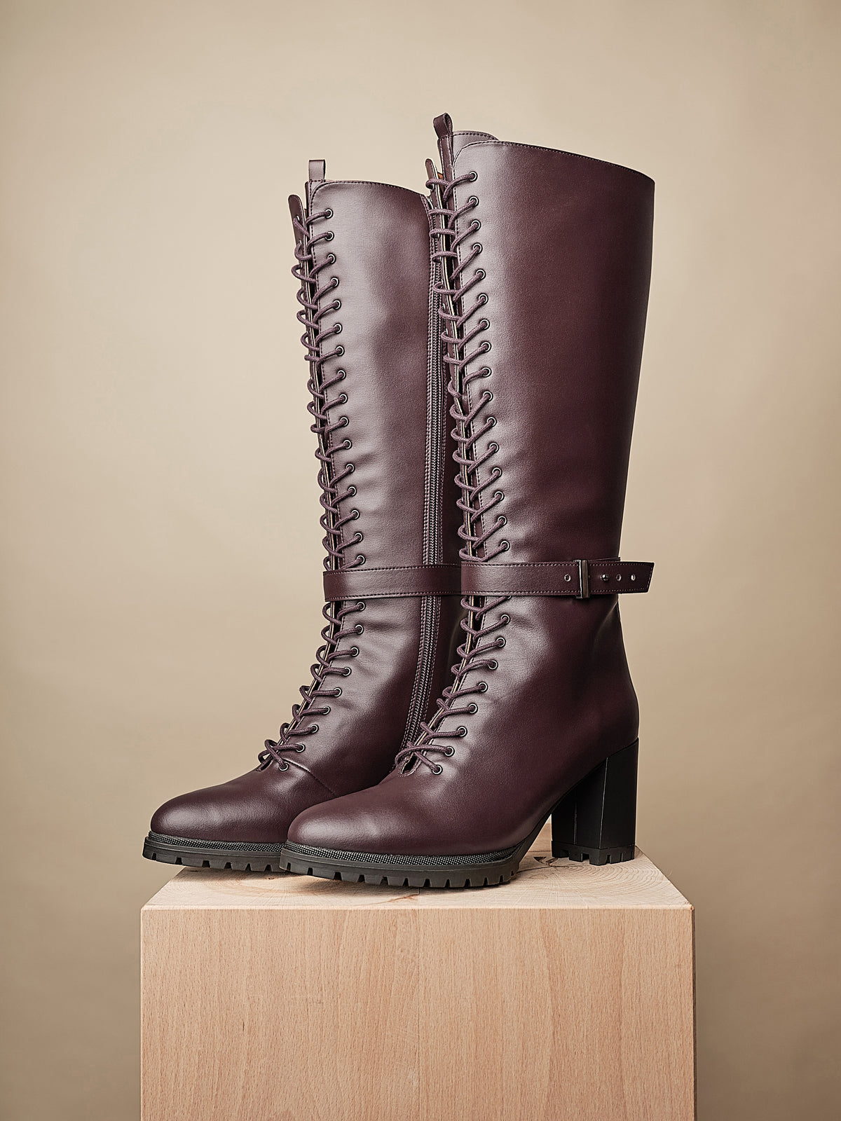 BEST VEGAN KNEE BOOT VEGAN ALCOTT LACE-UP KNEE BLACK BOOT COMFORTABLE
