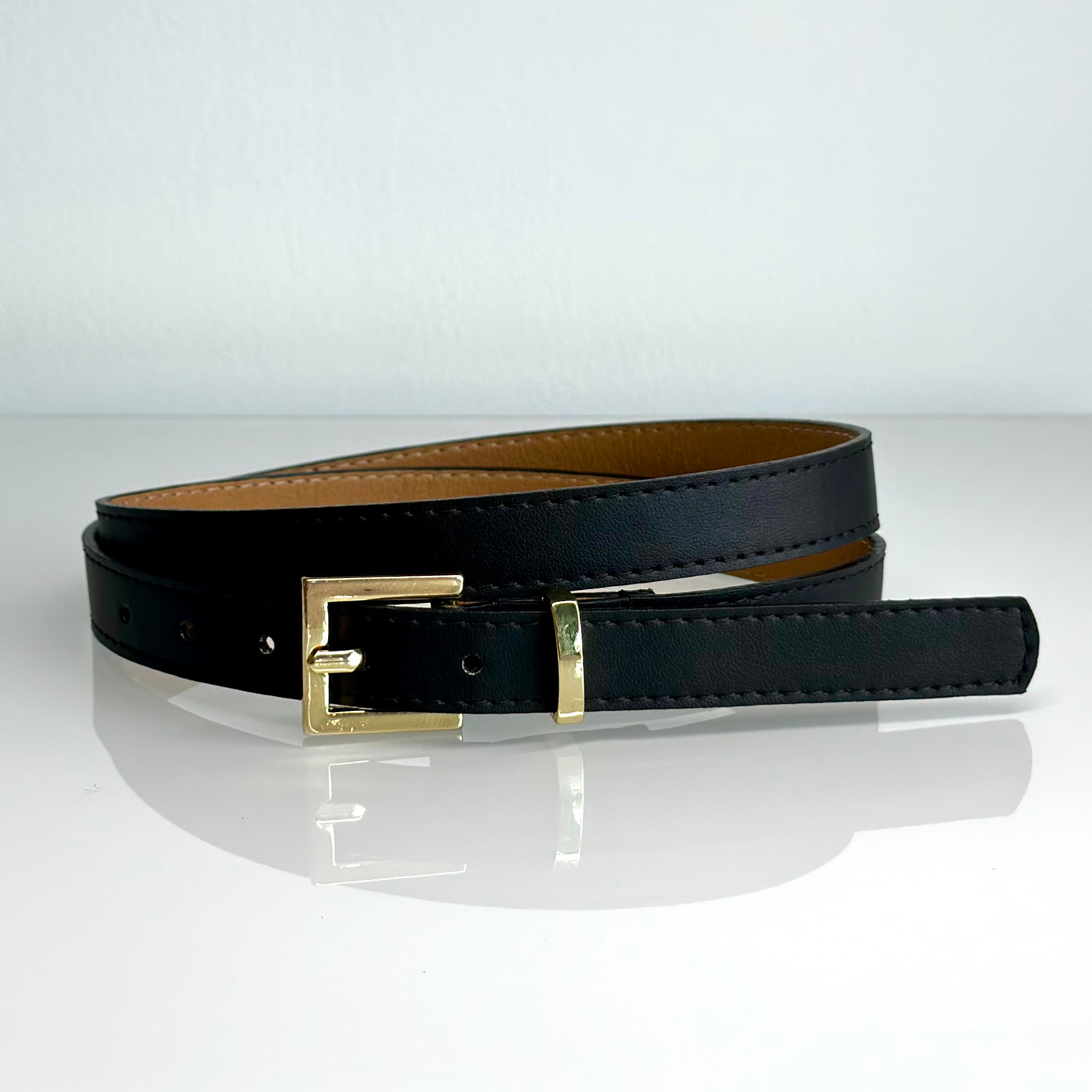 VEGAN BLACK 2-PC Dress Belt 3/4"