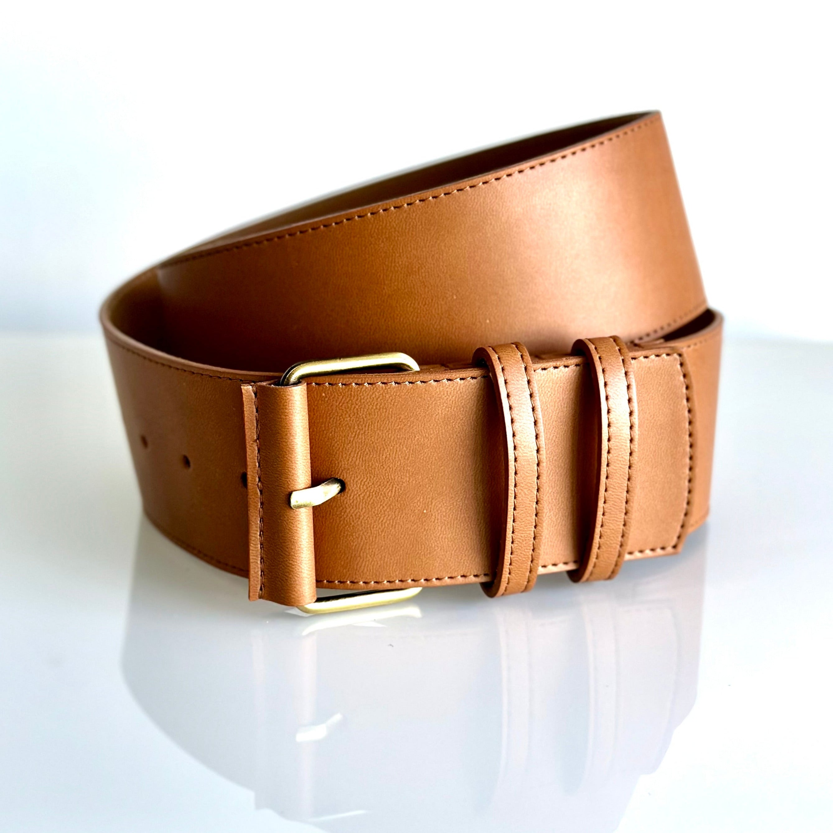 NATURAL VEGAN WIDE BELT HIGH WAIST FALL ARTISAN SUSTAINABLE APPLE LEATHER