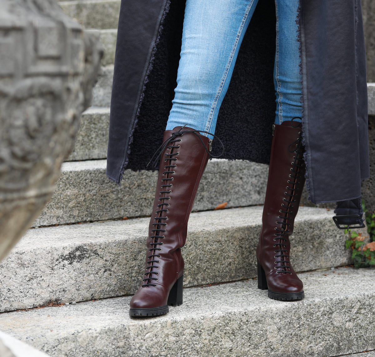 BEST VEGAN KNEE BOOT VEGAN ALCOTT LACE-UP KNEE BOOT COMFORTABLE