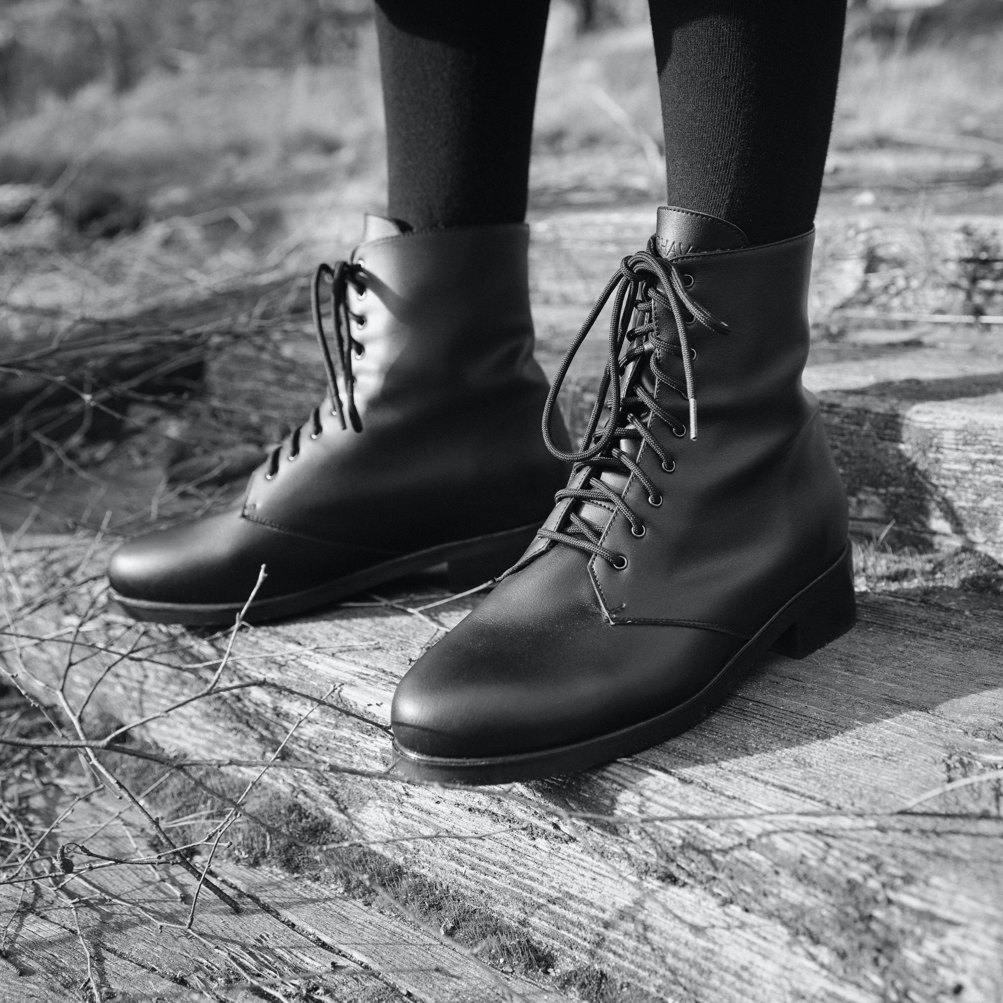 BHAVA CHARLIE VEGAN CLASSIC BOOT BEST FALL BLACK LACE UP BOOTIE