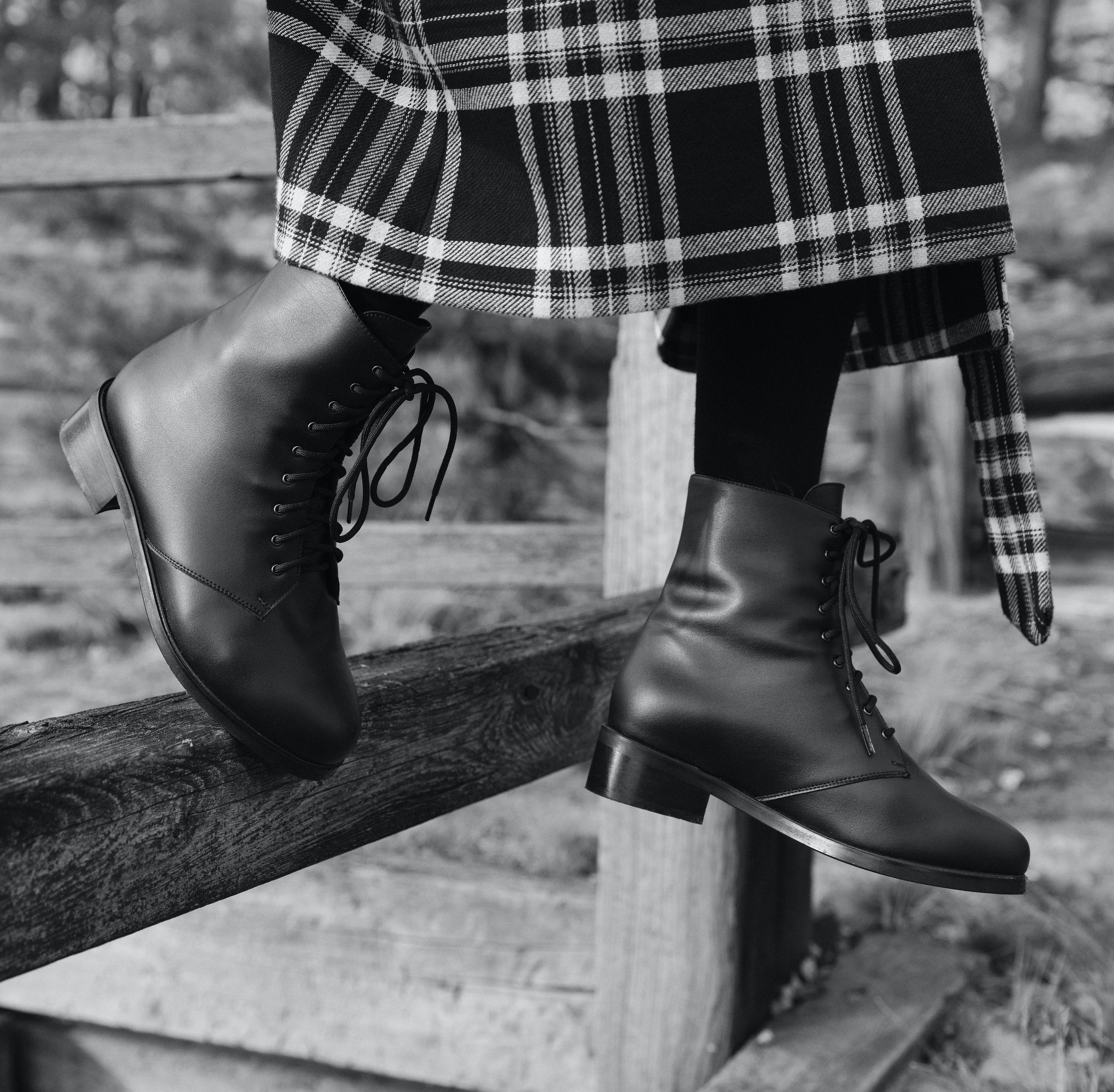 BHAVA CHARLIE VEGAN CLASSIC BOOT BEST FALL BLACK LACE UP BOOTIE