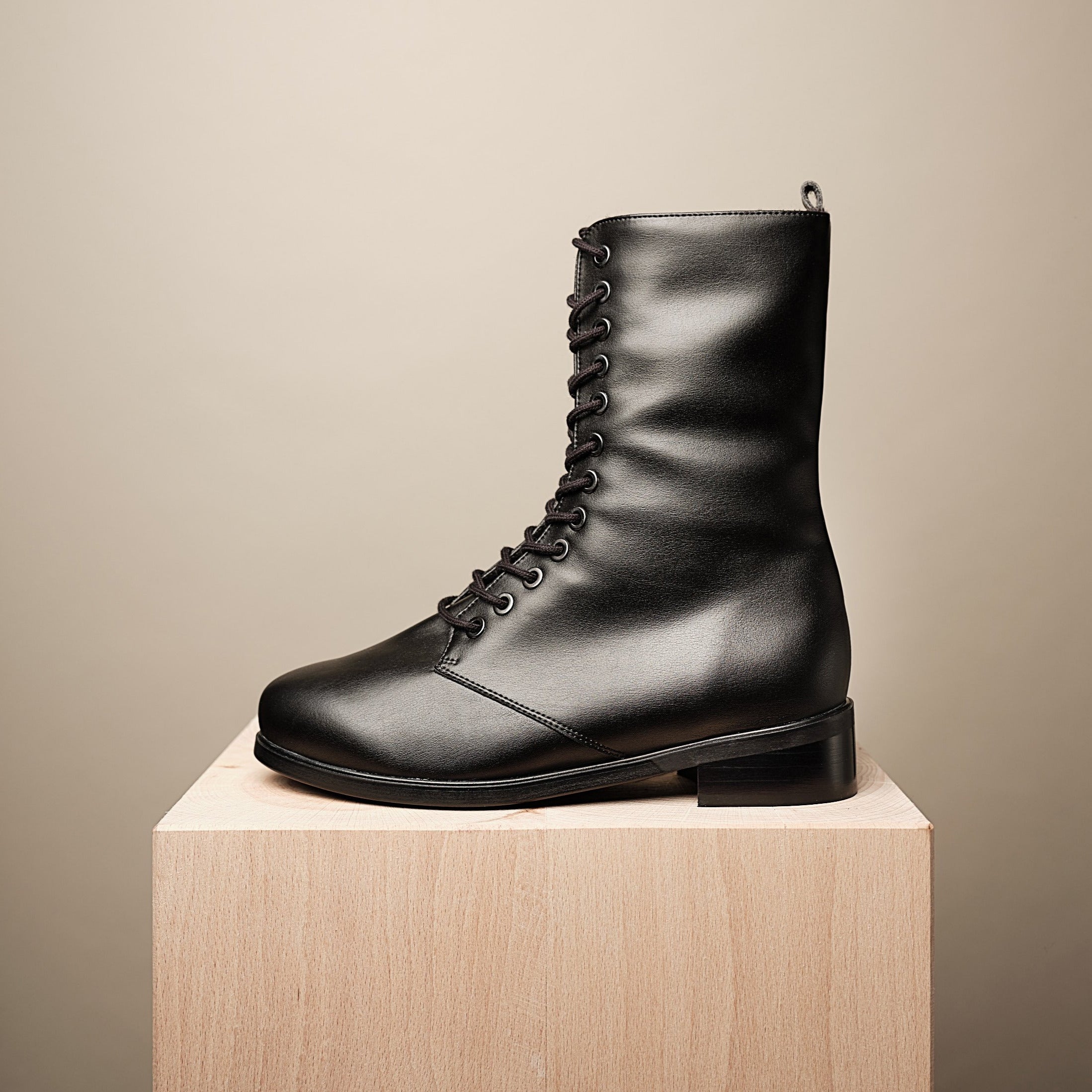BHAVA VEGAN WINTER LACE UP GINSBURG BOOT BLACK