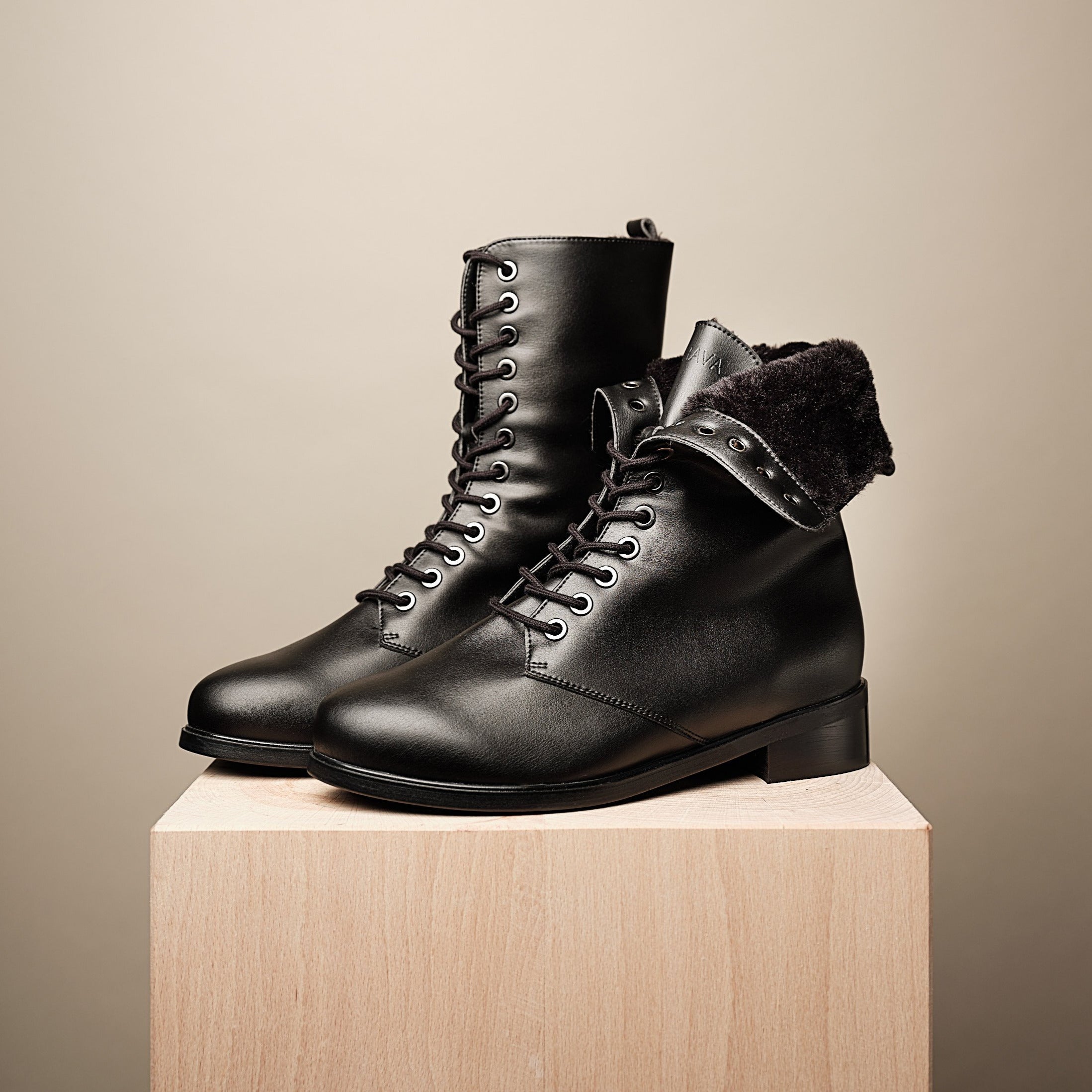 BHAVA VEGAN WINTER LACE UP GINSBURG BOOT BLACK 