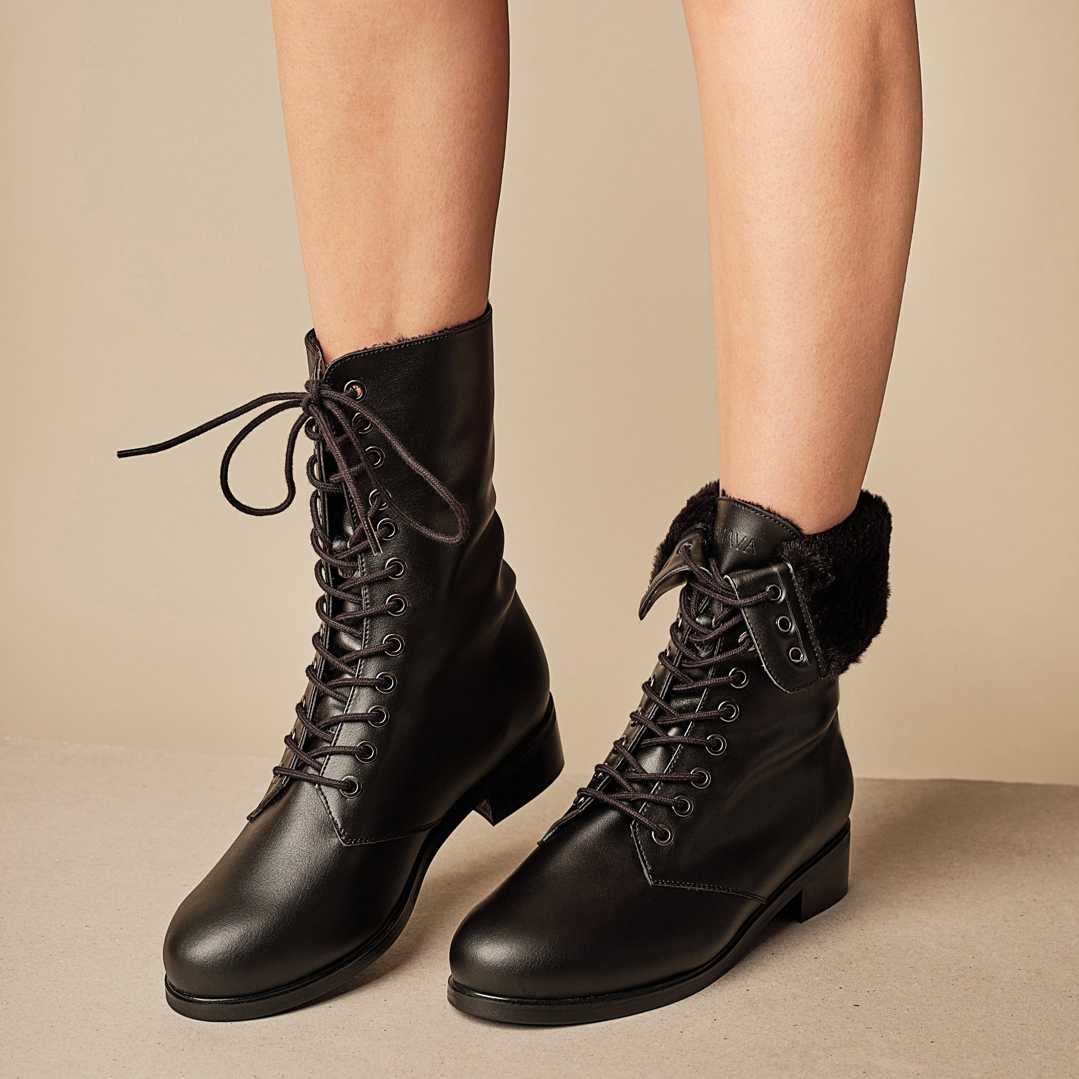 BHAVA VEGAN WINTER LACE UP GINSBURG BOOT BLACK 