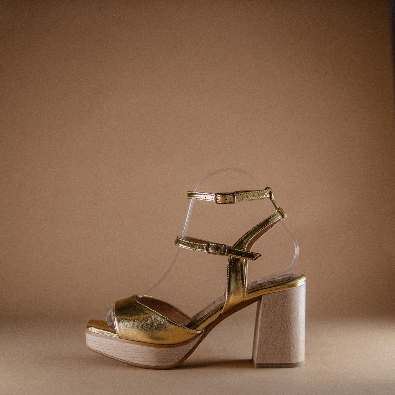 Bhava best vegan platform heels in gold