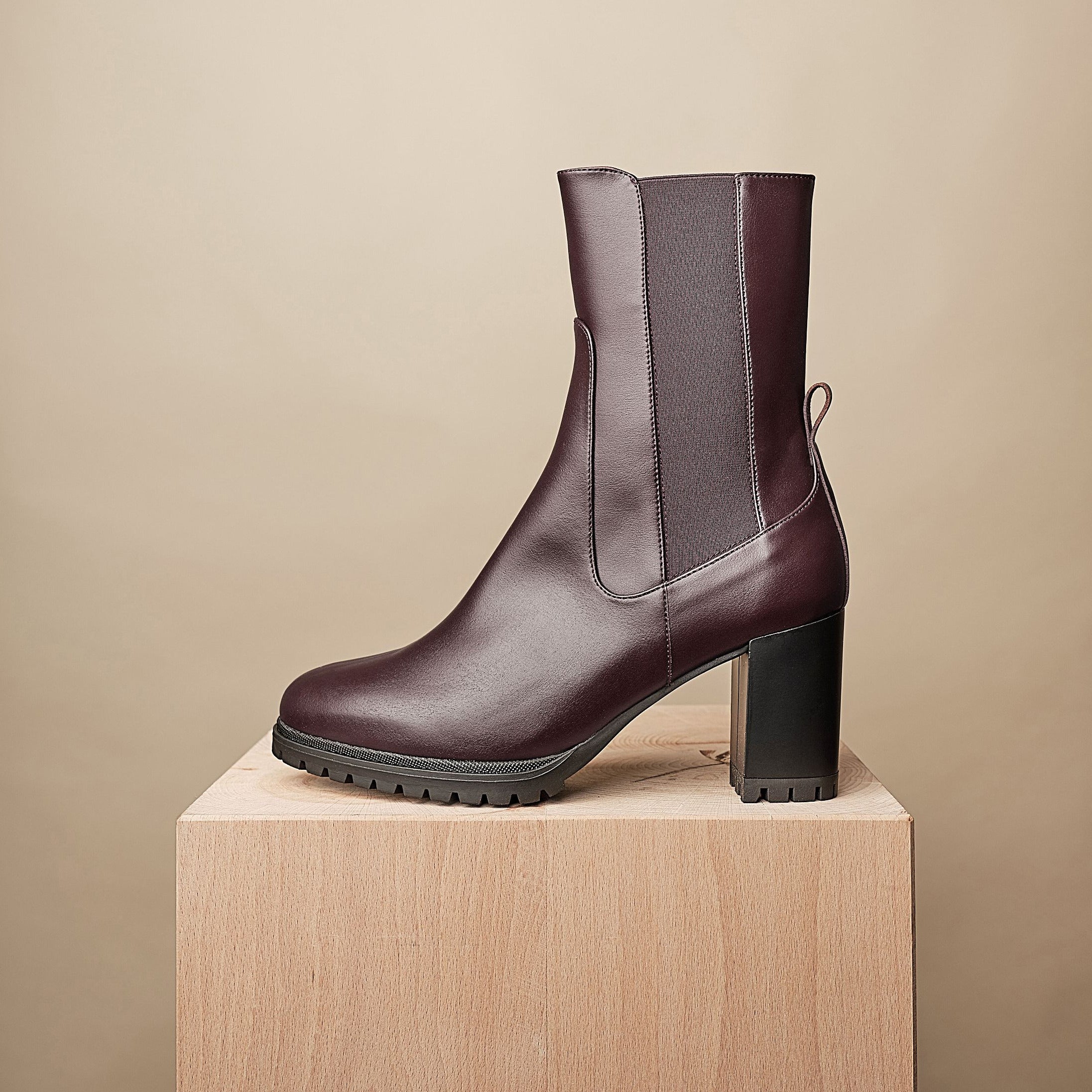 BHAVA NICO VEGAN ANKLE HEEL BOOT BEST FALL BURGUNDY