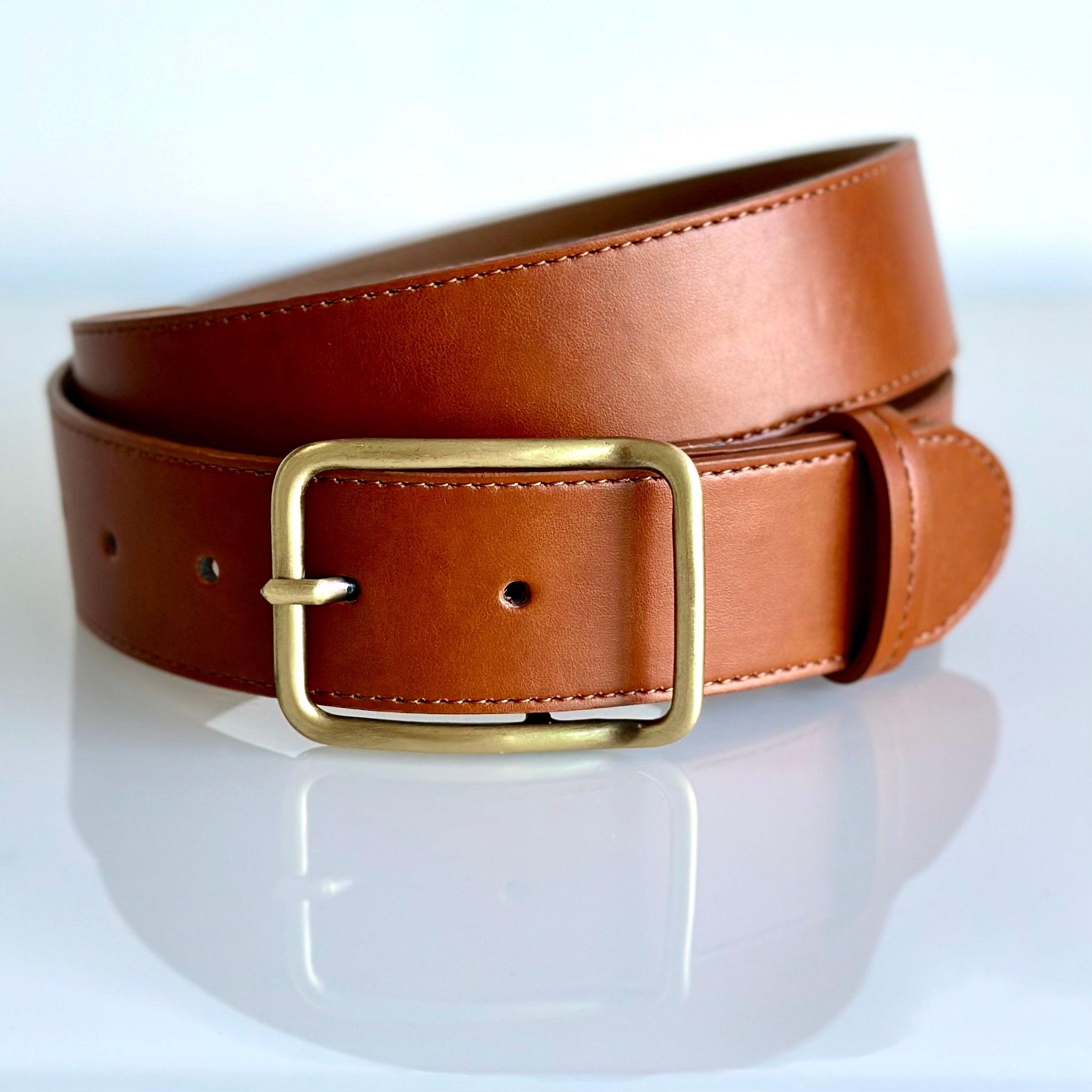 BHAVA VEGAN JEAN BELT IN TAN BHAVA VEGAN JEAN BELT IN BLACK 1 1/2" ARTISAN SUSTAINABLE APPLE LEATHER