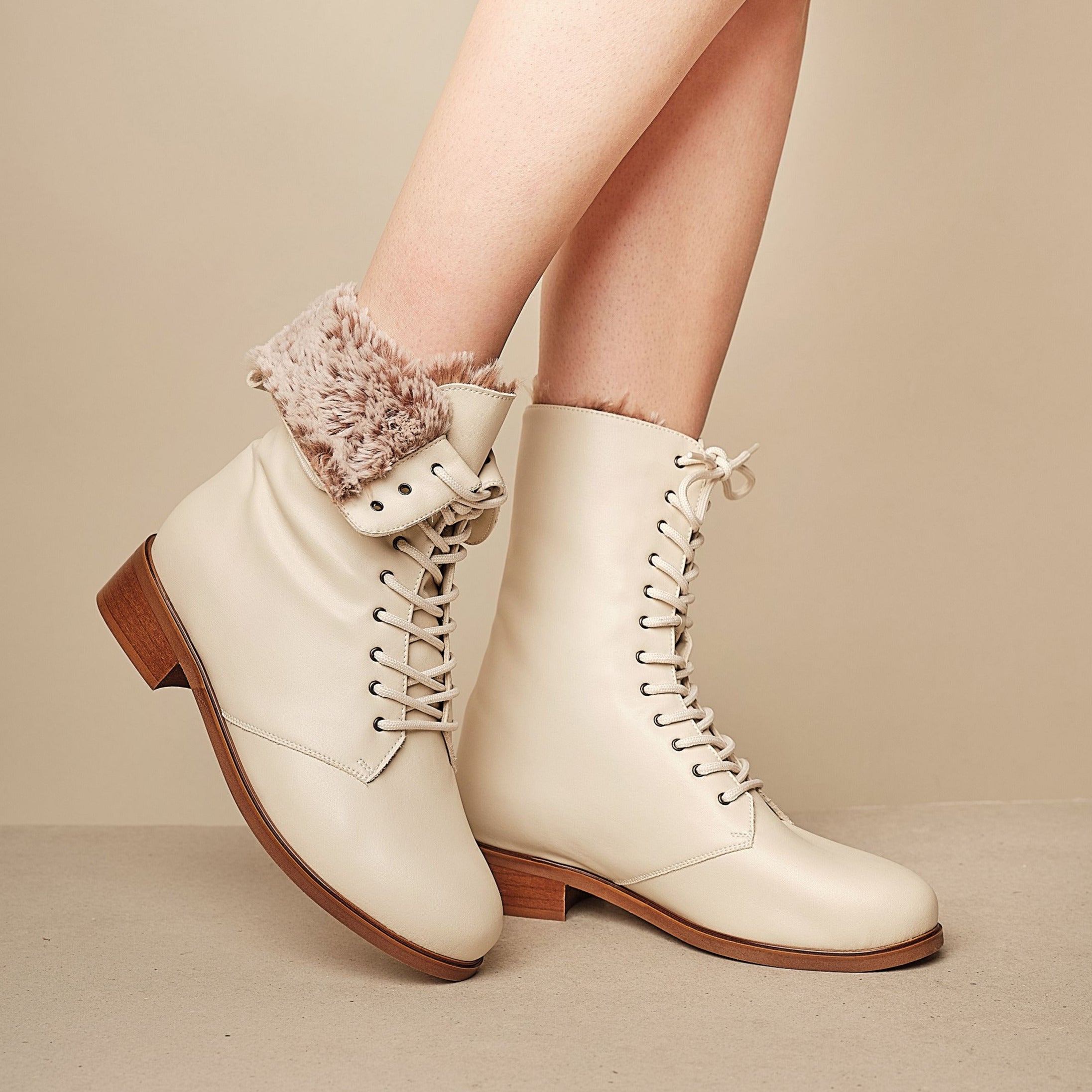 Ivory lace up clearance boots