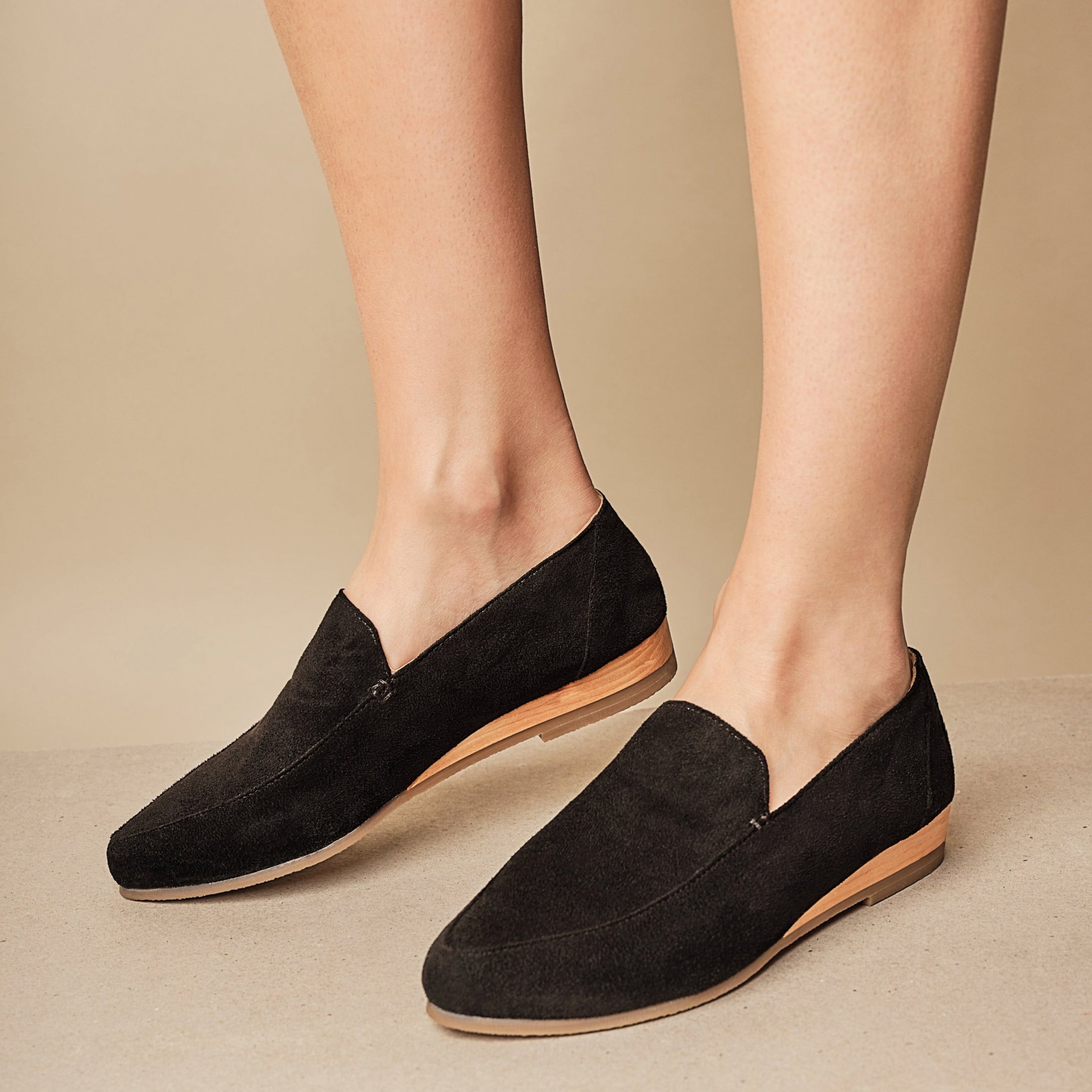 BHAVA SUNDAY VEGAN BLACK SOFT LOAFER FLAT BLACK